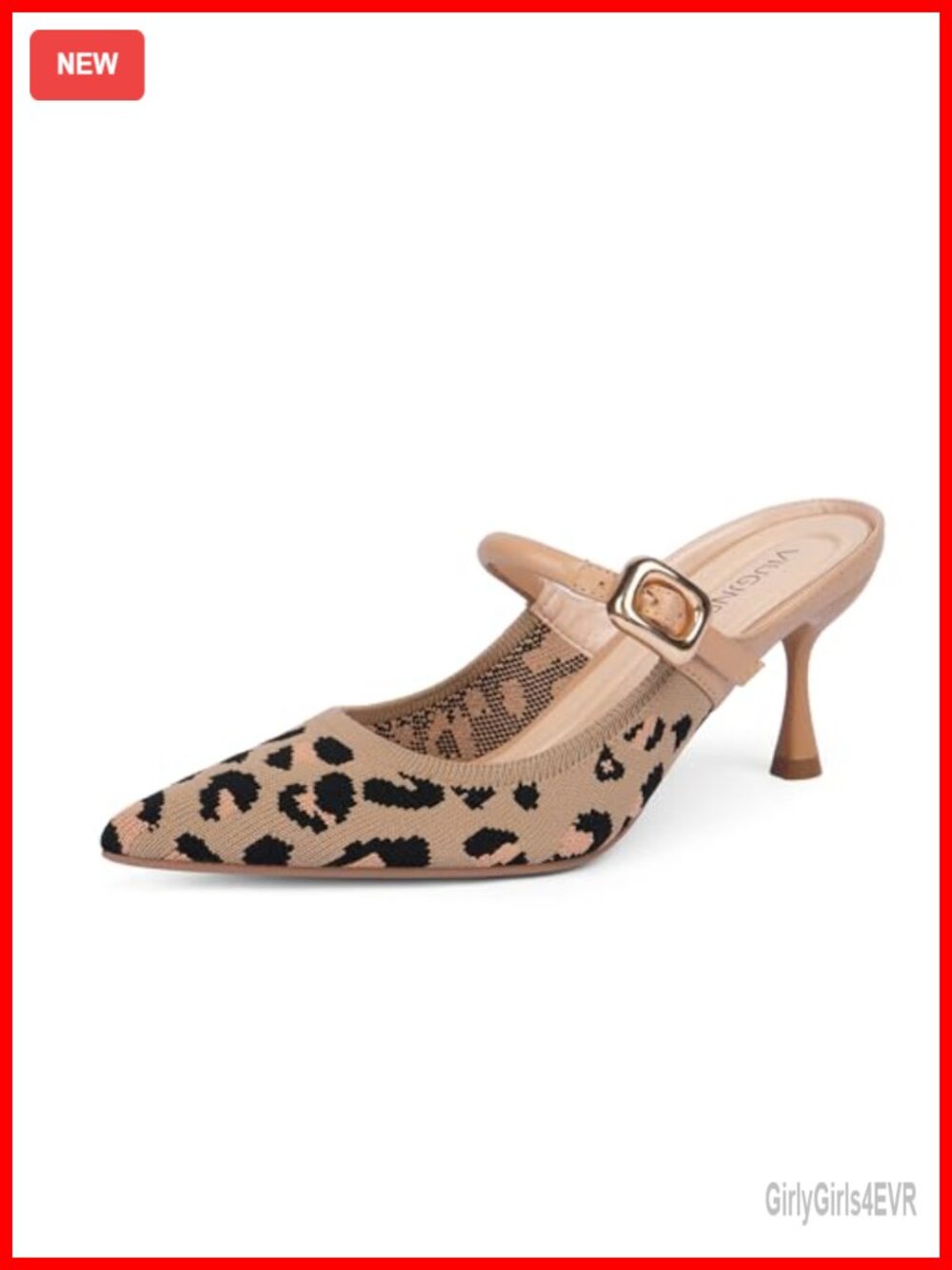 Kitten Heel Mules for Women Pointed Toe Slip On Buckle Strap Heels